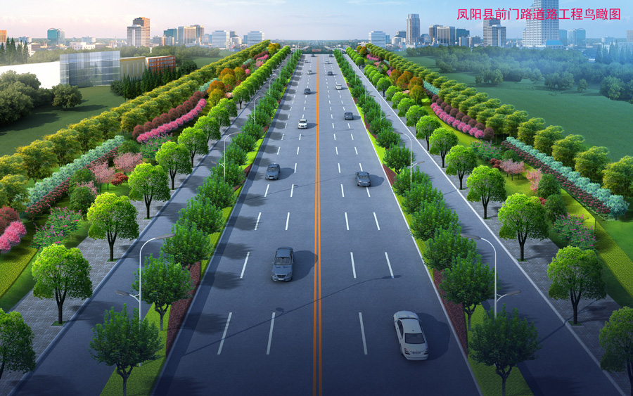 凤阳县前门路道路工程鸟瞰图